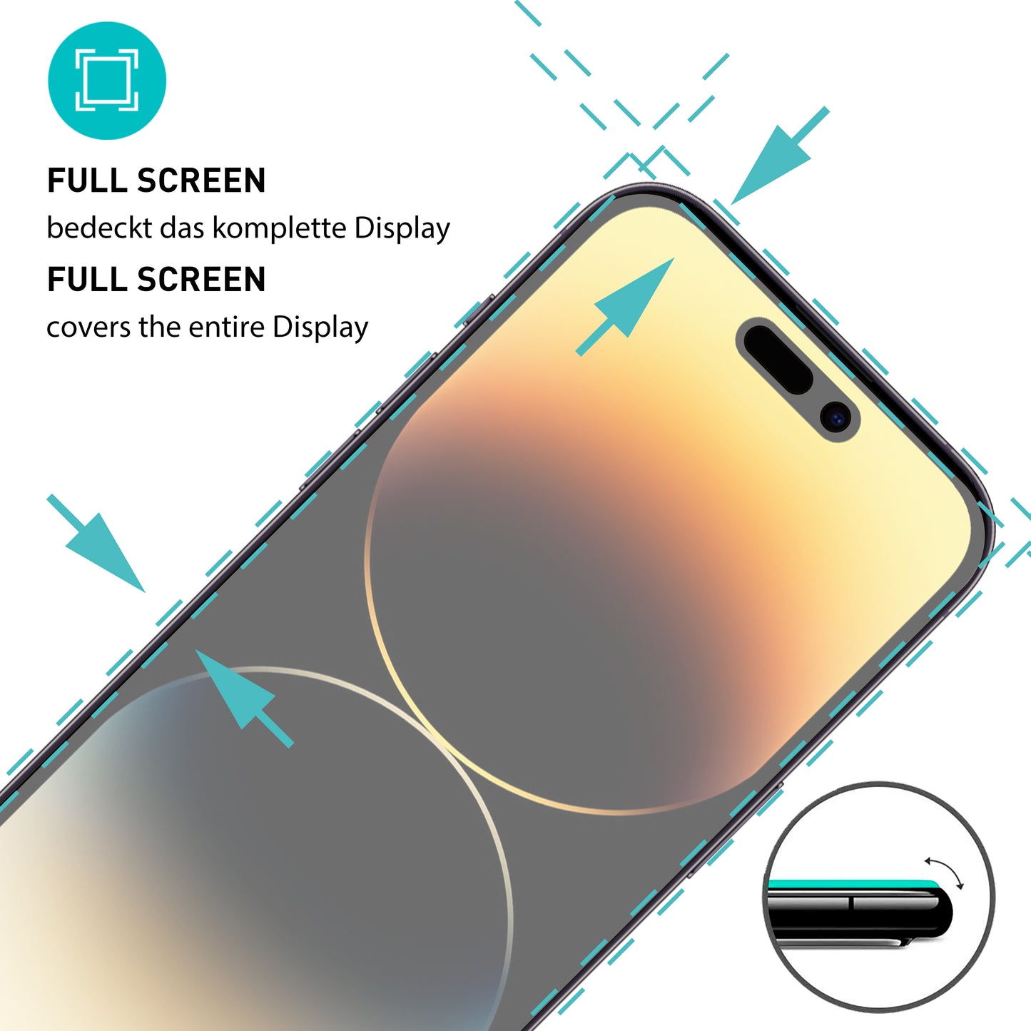 smartect Protective Glass Full Screen Matt for iPhone 14 Pro, 2 Pack