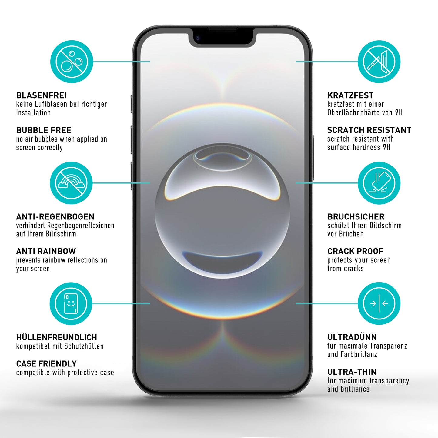 smartect Schutzglas Matt für iPhone 16e, 2 Stück