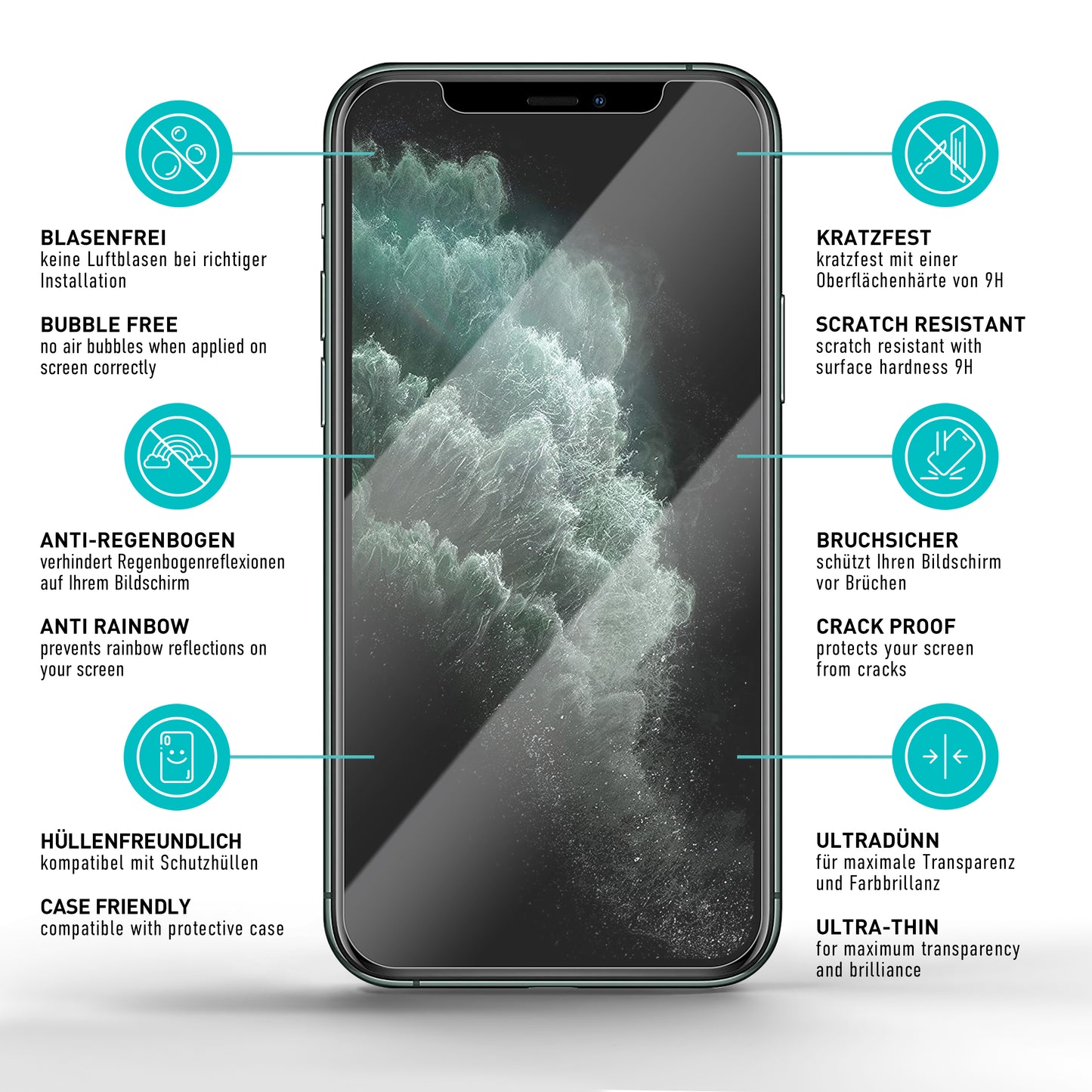 smartect Protective Glass Matt for Apple iPhone XS / X / 11 Pro, 2 pieces