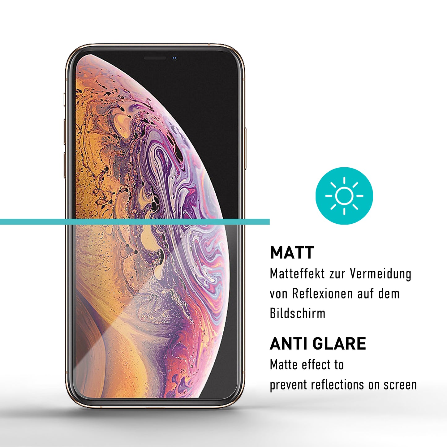 smartect Schutzglas Matt für iPhone XS Max, 2 Stück