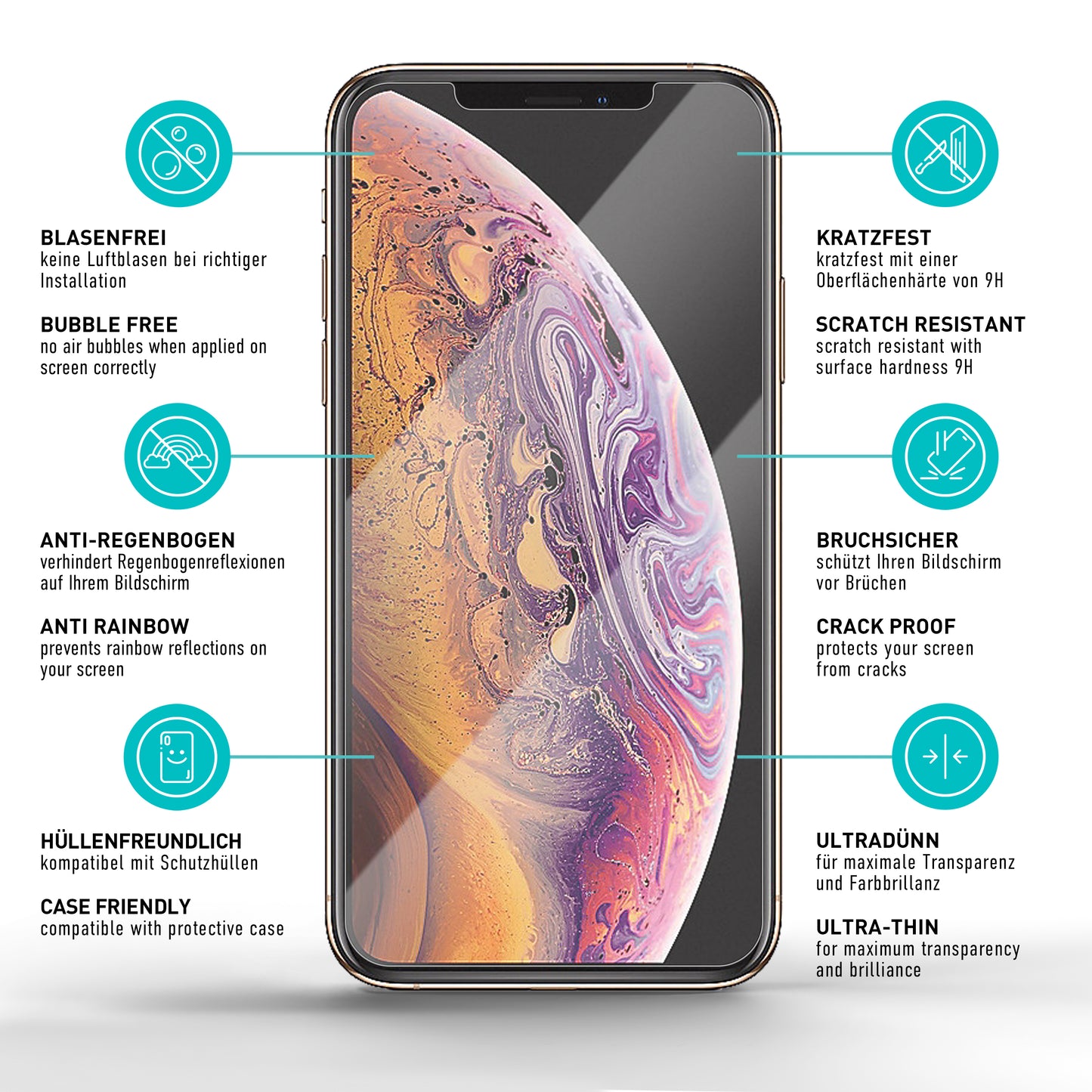 smartect Schutzglas Matt für iPhone XS Max, 2 Stück