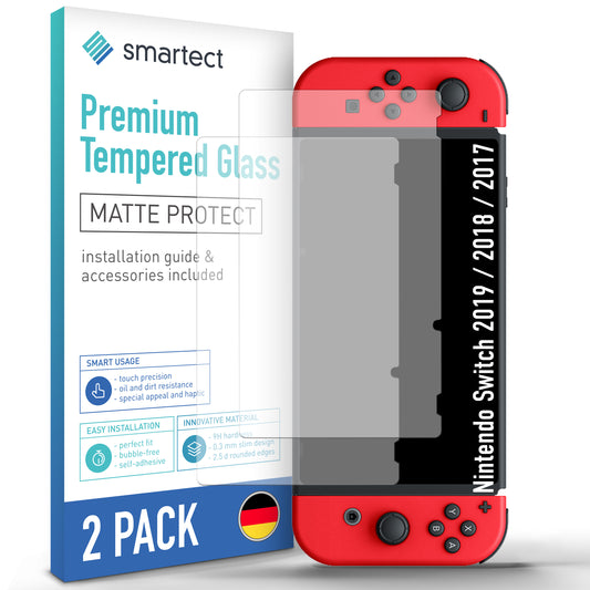 smartect Schutzglas Matt für Nintendo Switch 2019 / 2018 / 2017, 2 Stück