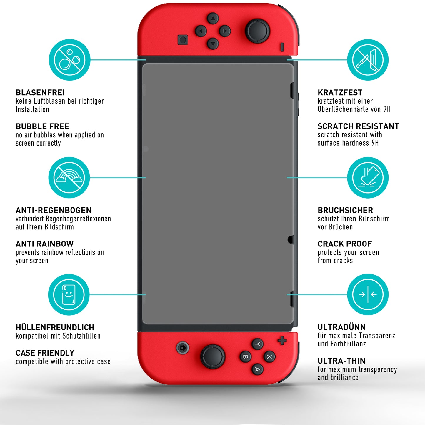 smartect Protective Glass Clear for Nintendo Switch 2019 / 2018 / 2017, 2 pieces