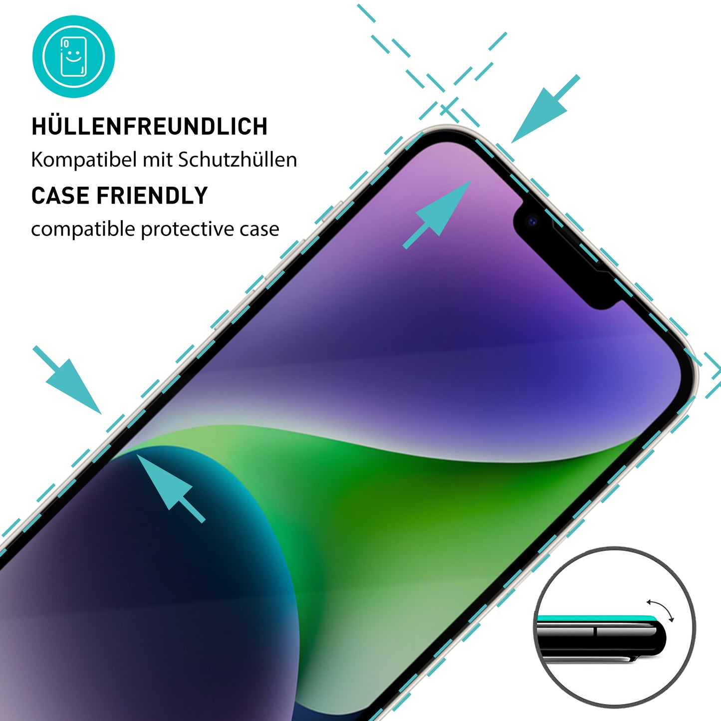 smartect Privacy Screen Protector for iPhone 14 Plus, 2 pieces + positioning aid