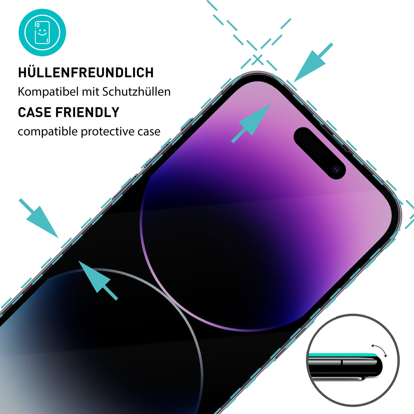 smartect Privacy Screen Protector for iPhone 14 Pro Max, 2 pieces + positioning aid