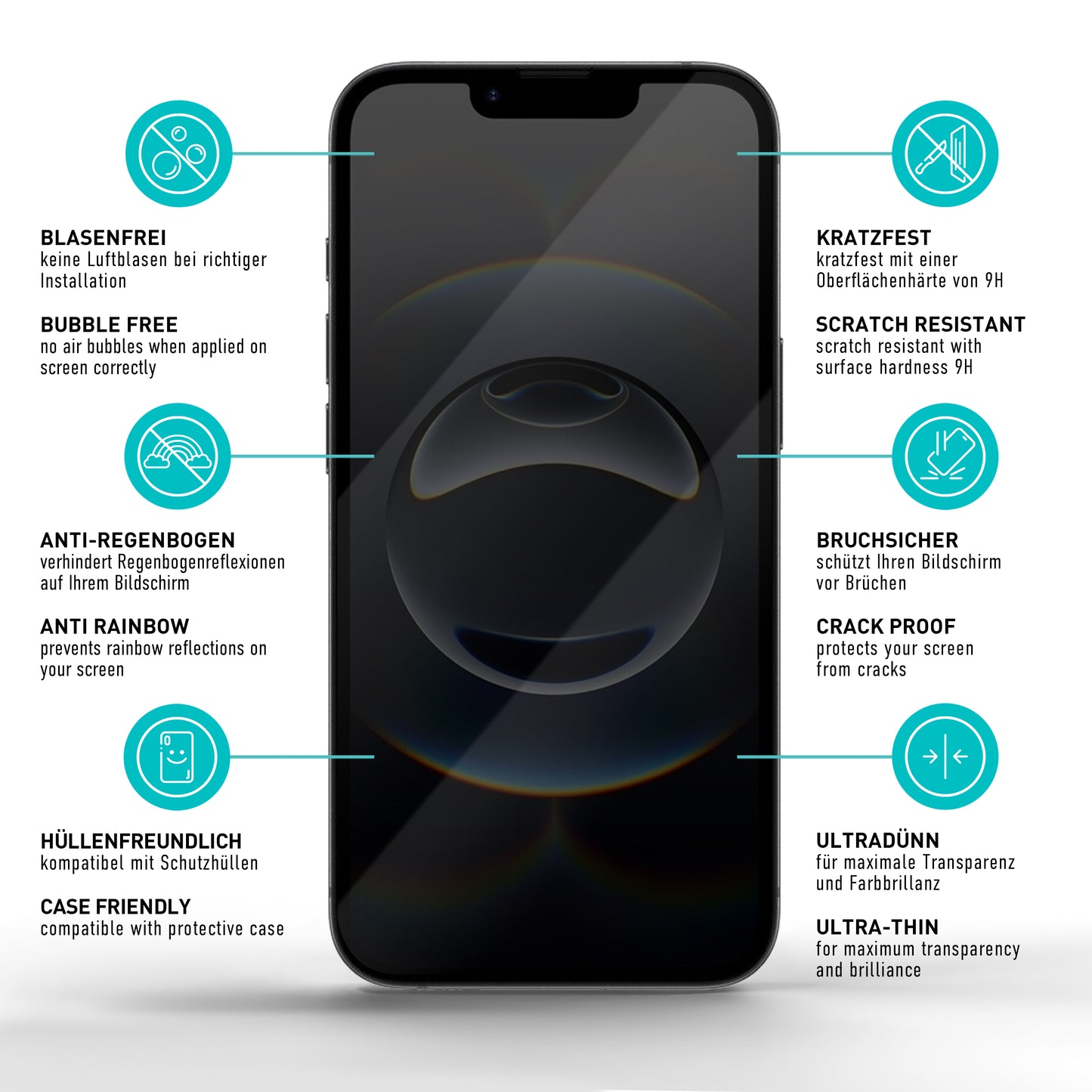 smartect Schutzglas Privacy für iPhone 16e, 2 Stück + Positionierhilfe