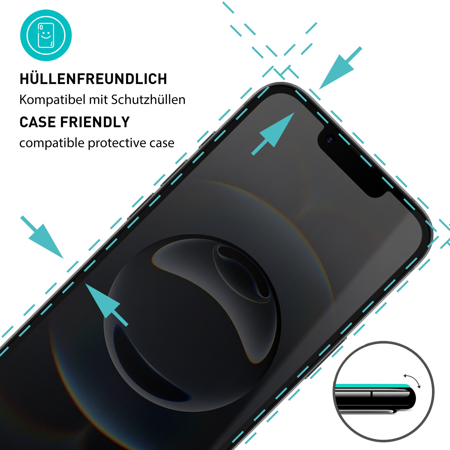 smartect Schutzglas Privacy für iPhone 16e, 2 Stück + Positionierhilfe