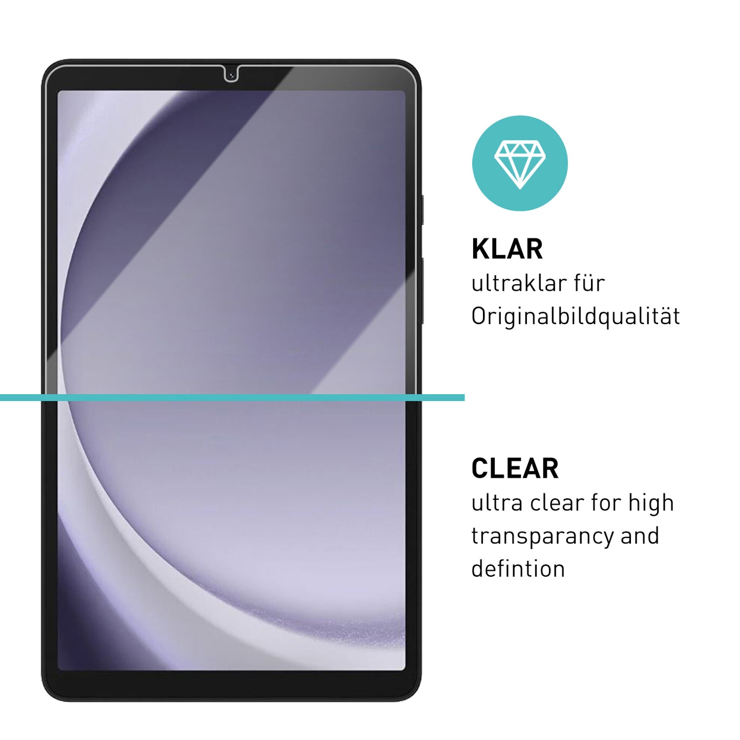 smartect Schutzglas Klar für Samsung Galaxy Tab A9, 2 Stück