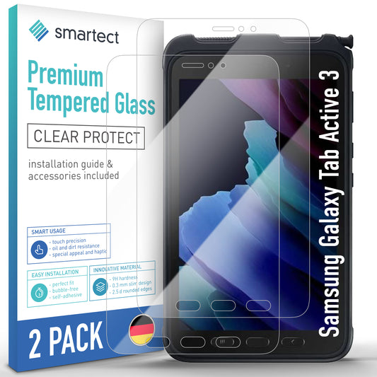 smartect Schutzglas Klar für Samsung Galaxy Tab Active 3, 2 Stück