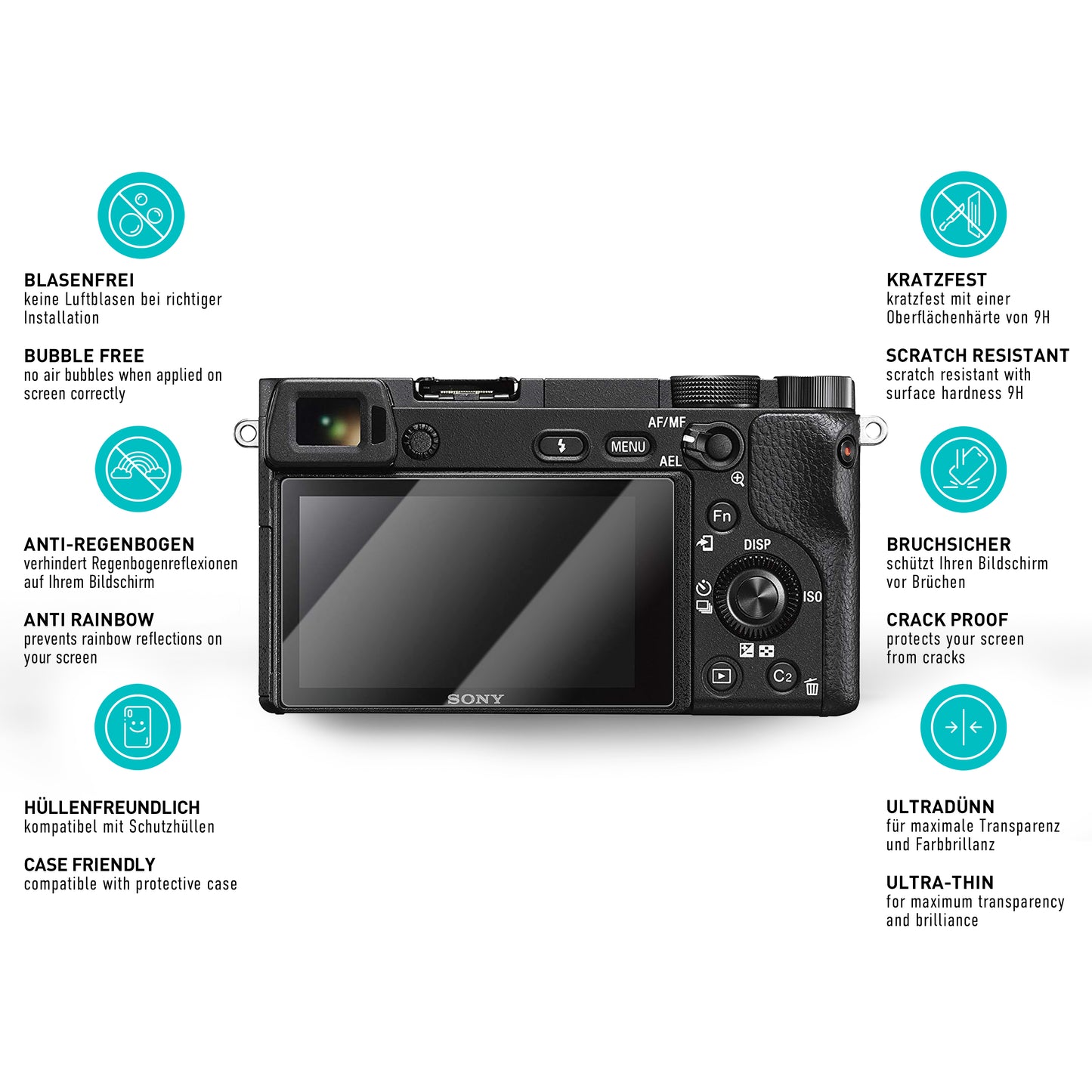 smartect protective glass clear for Sony Alpha 6300, 2 pieces