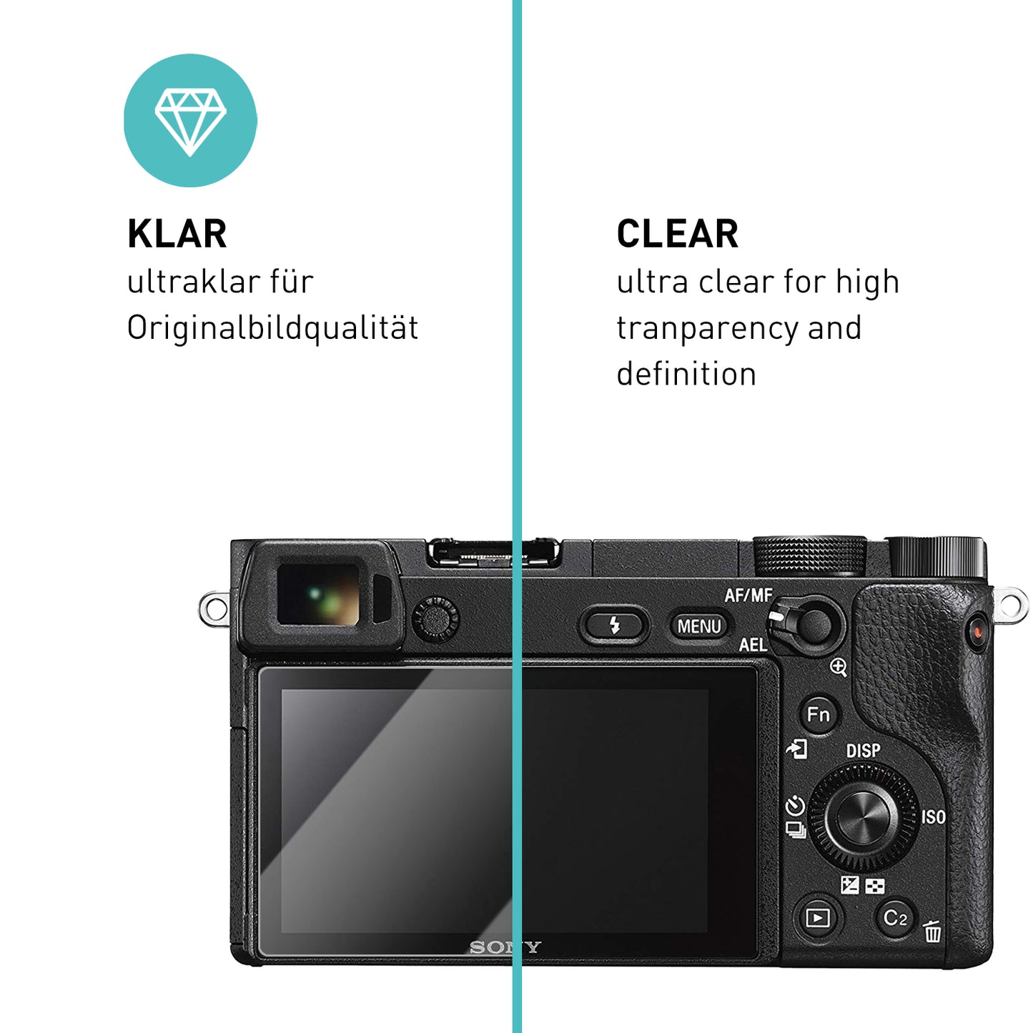 smartect protective glass clear for Sony Alpha 6300, 2 pieces
