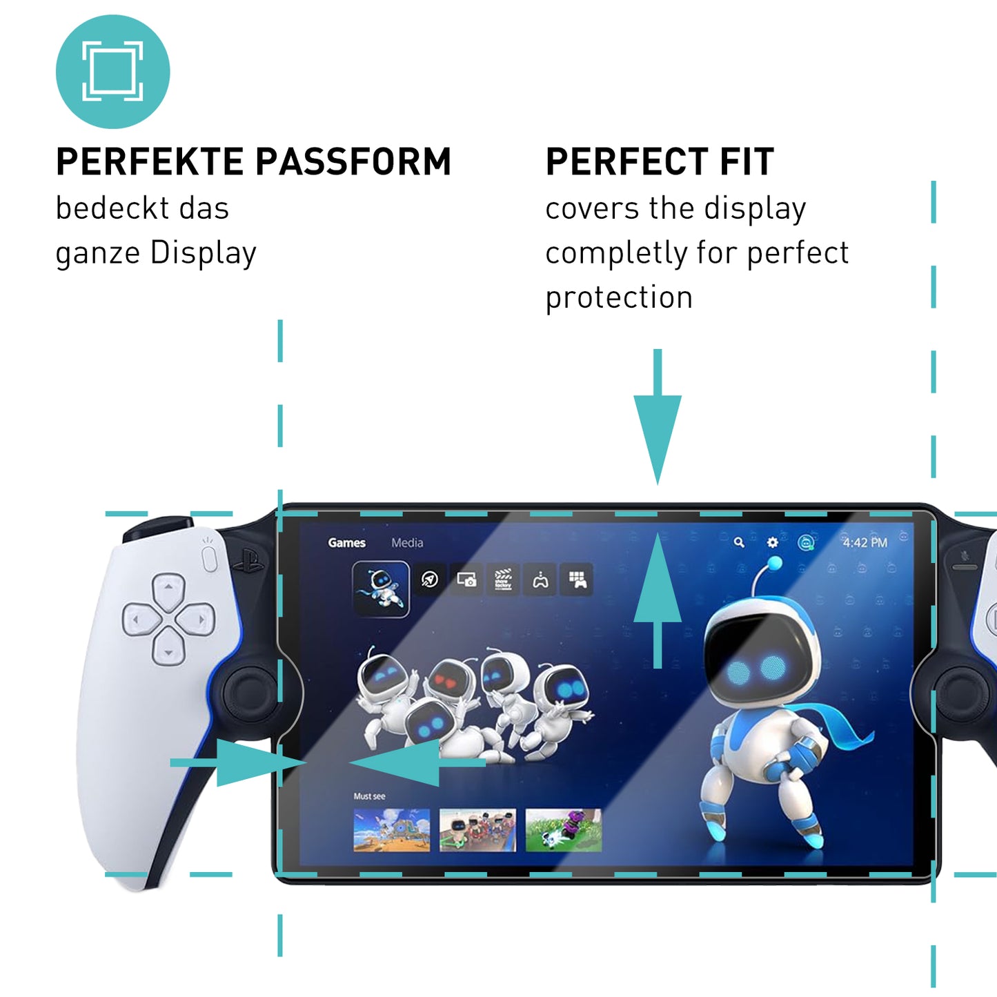smartect Schutzglas Klar für Sony Playstation Portal Remote Player, 2 Stück