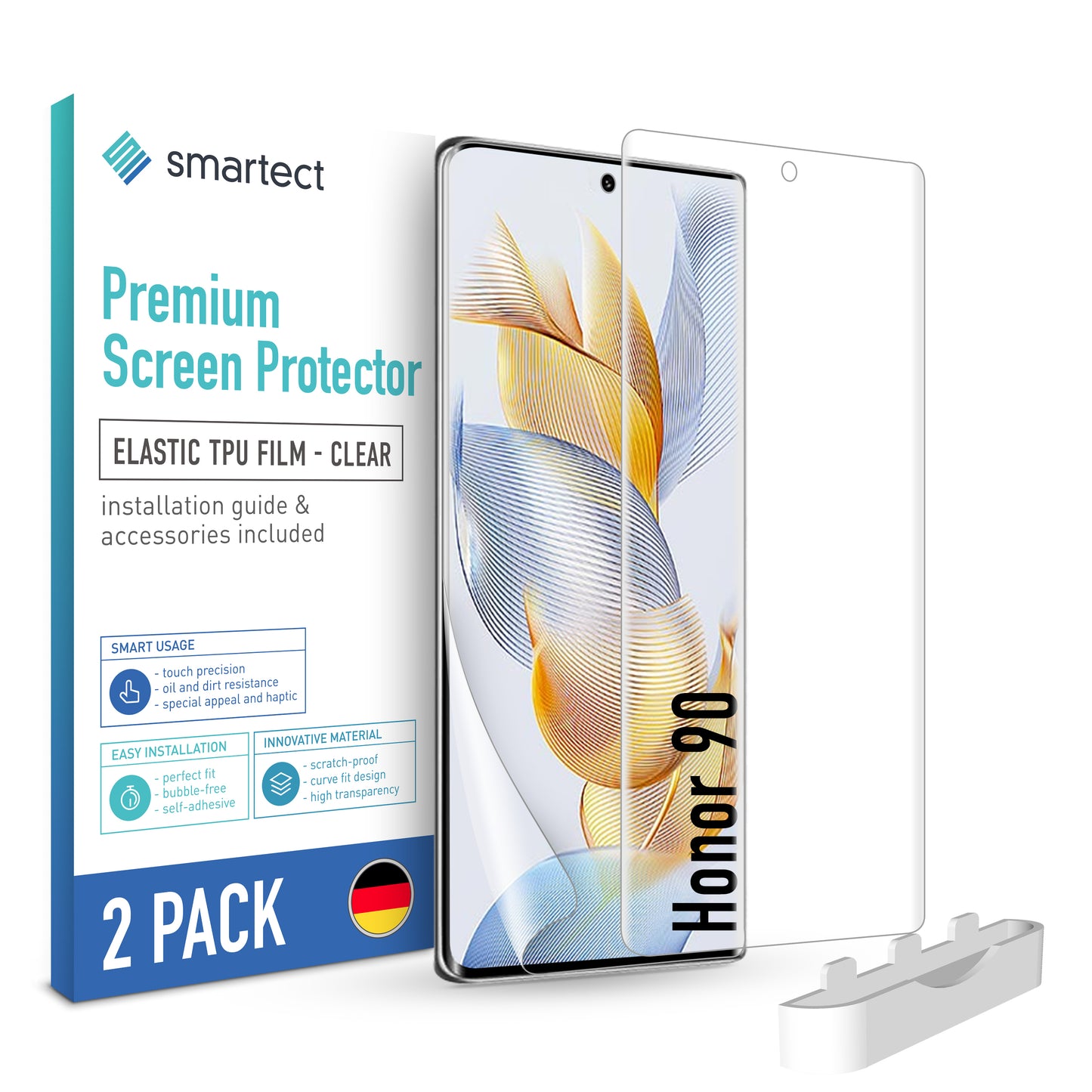 smartect TPU Schutzfolie Klar für Honor 90, 2 x Front