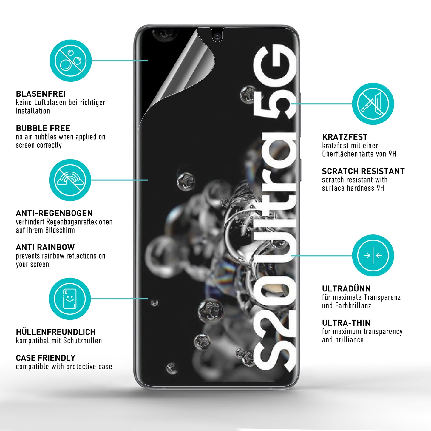smartect TPU Screen Protector Matt for Samsung Galaxy S20 Ultra, 2 x Front