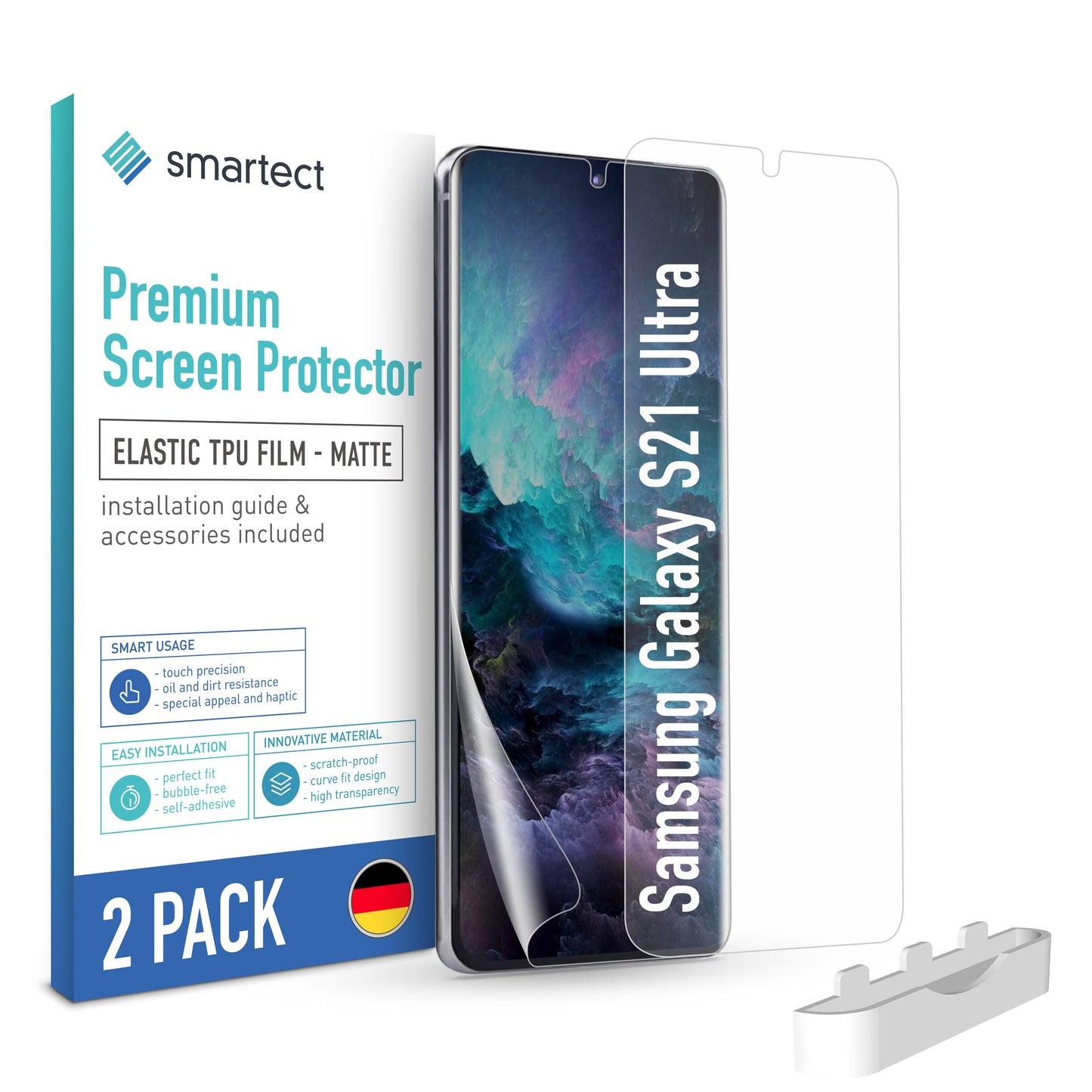 smartect TPU Schutzfolie Matt für Samsung Galaxy S21 Ultra, 2 x Front