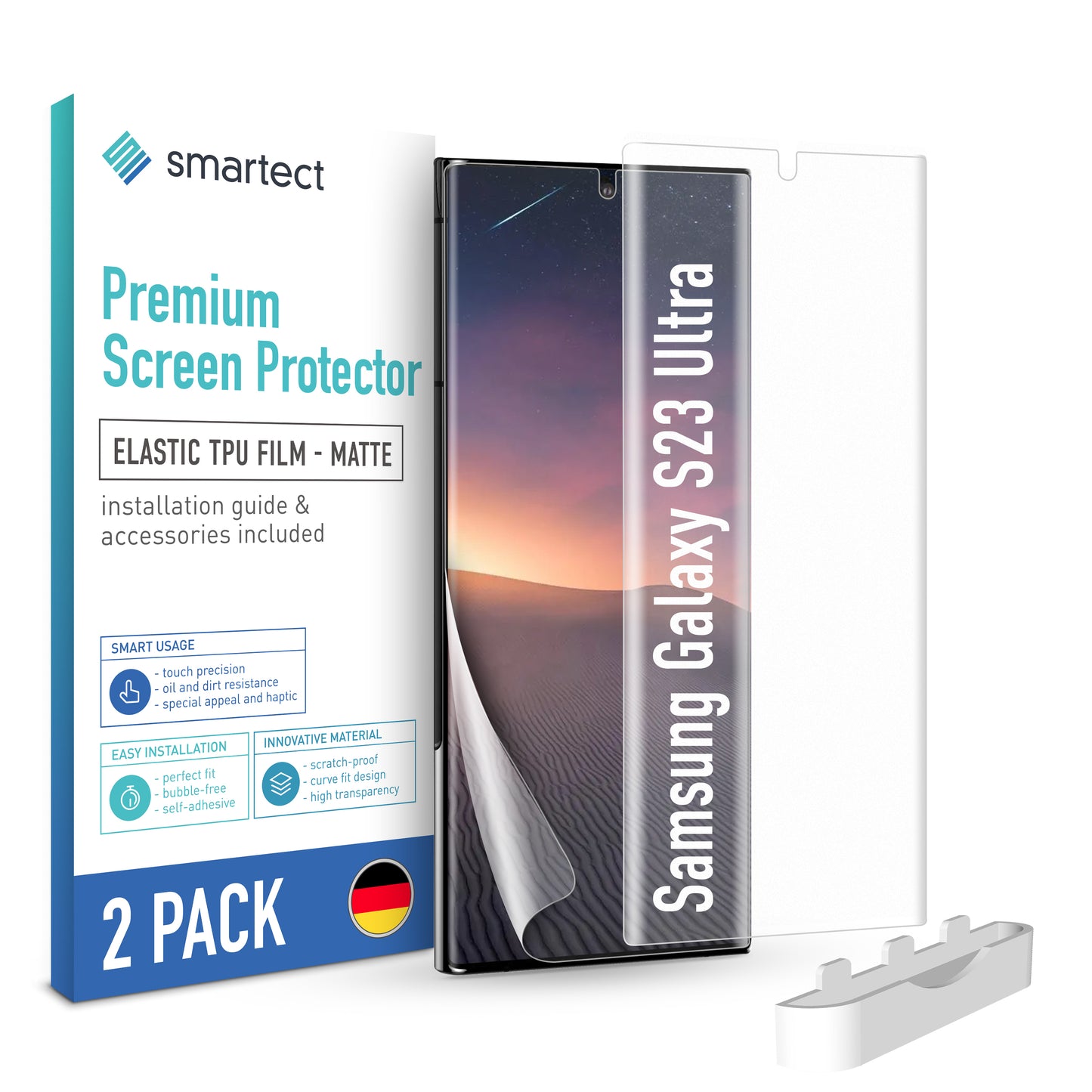 smartect TPU Schutzfolie Matt für Samsung Galaxy S23 Ultra, 2 x Front