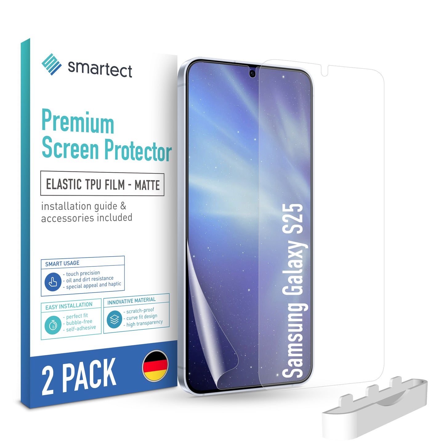 smartect TPU Schutzfolie Matt für Samsung Galaxy S25, 2 x Front