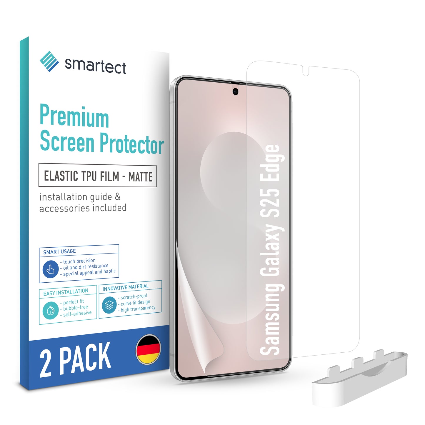 smartect TPU Schutzfolie Matt für Samsung Galaxy S25 Edge, 2 x Front