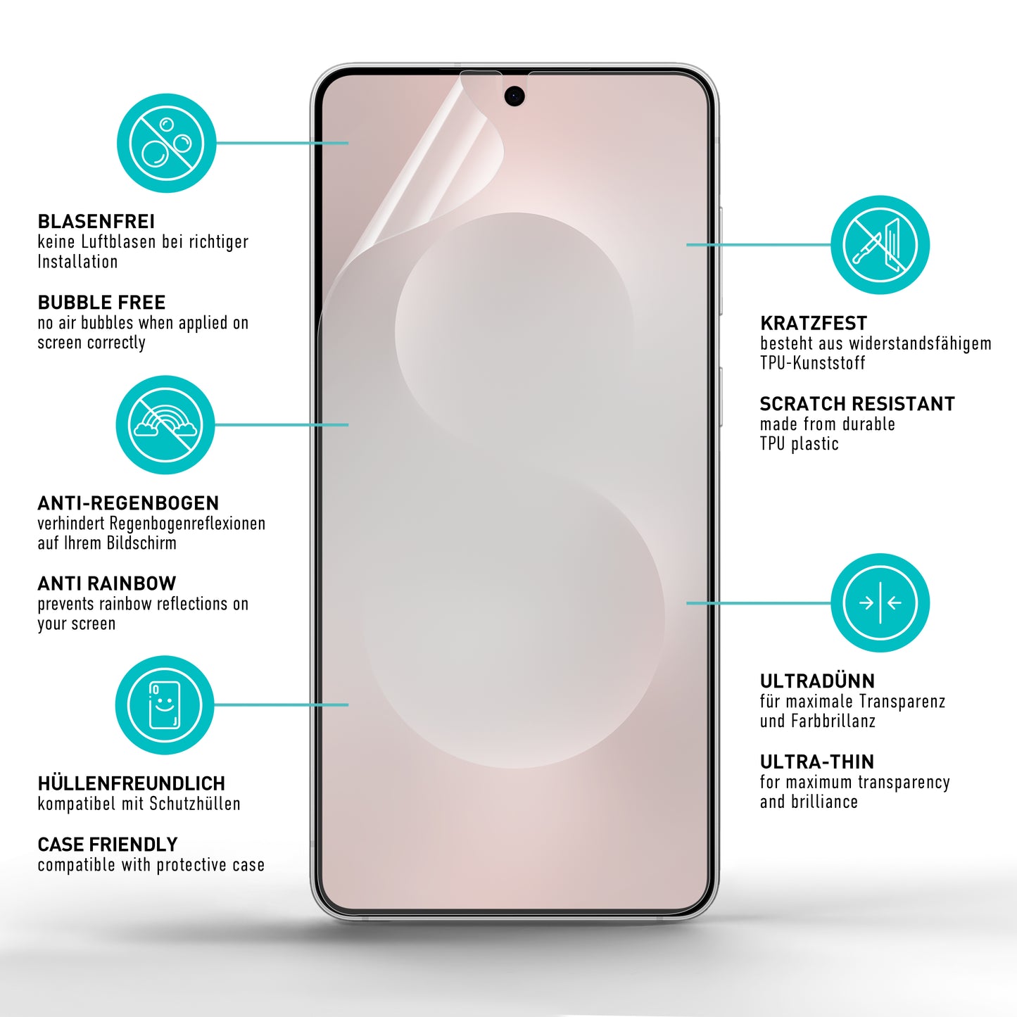 smartect TPU Schutzfolie Matt für Samsung Galaxy S25 Edge, 2 x Front