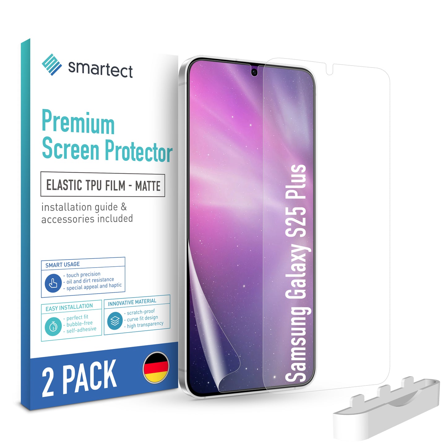 smartect TPU Schutzfolie Matt für Samsung Galaxy S25 Plus, 2 x Front