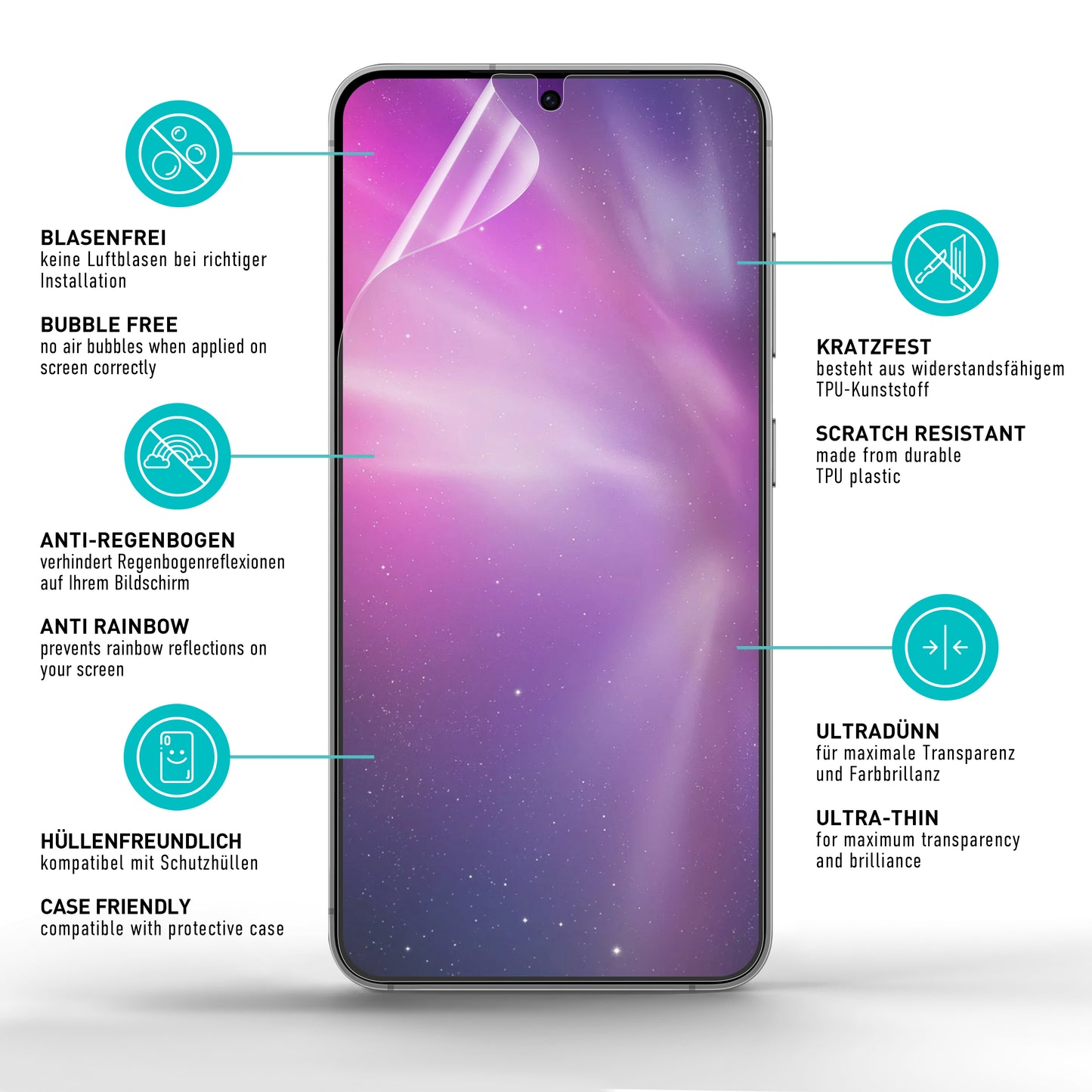 smartect TPU Schutzfolie Matt für Samsung Galaxy S25 Plus, 2 x Front