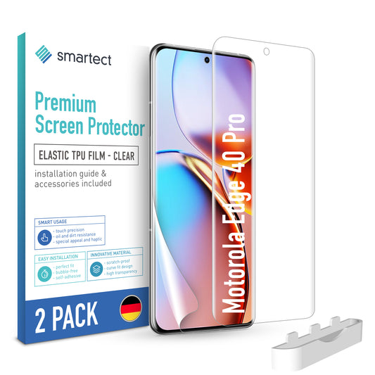 smartect TPU Screen Protector Clear for Motorola Edge 40 Pro, 2 x Front
