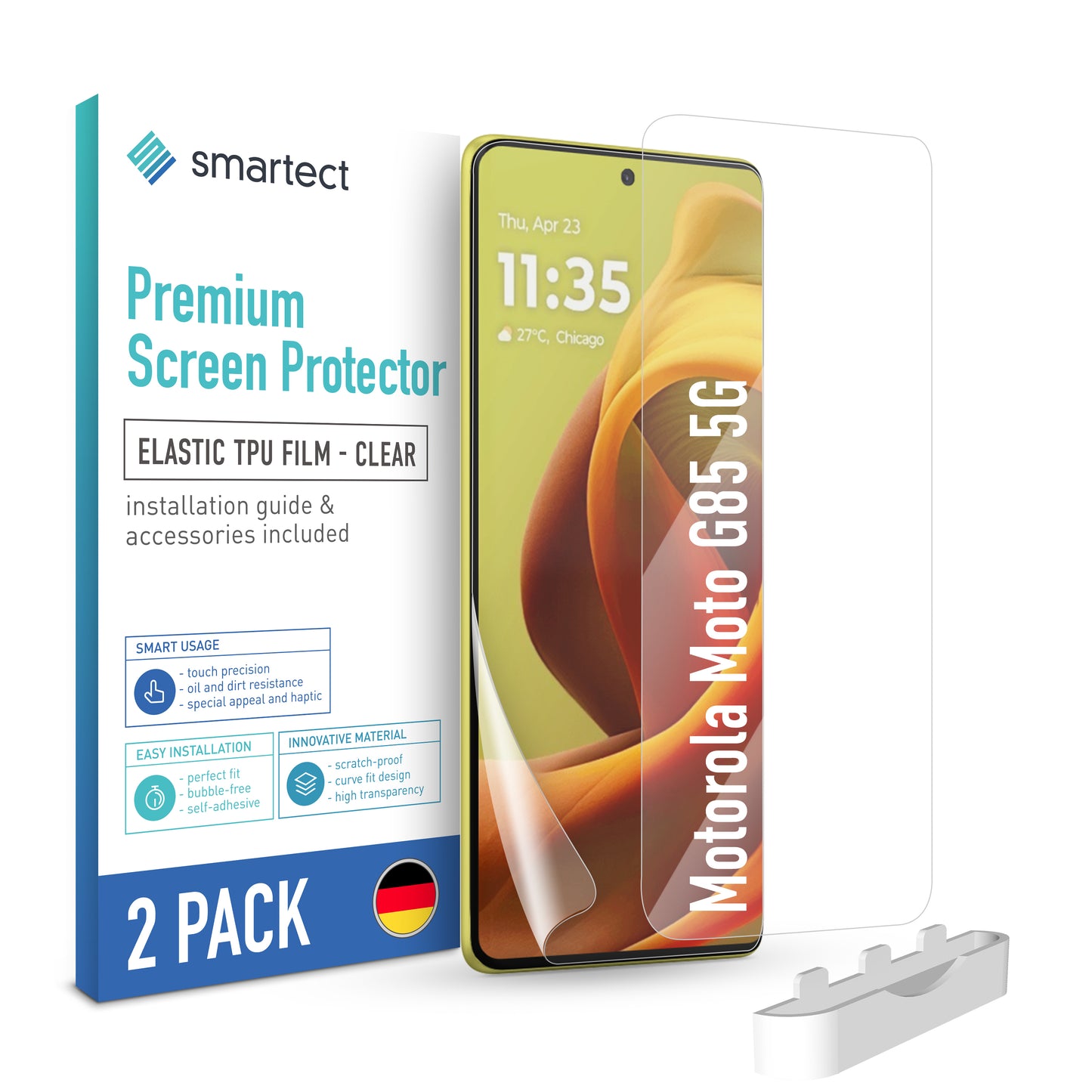 smartect TPU Schutzfolie Klar für Motorola Moto G85 5G, 2 x Front