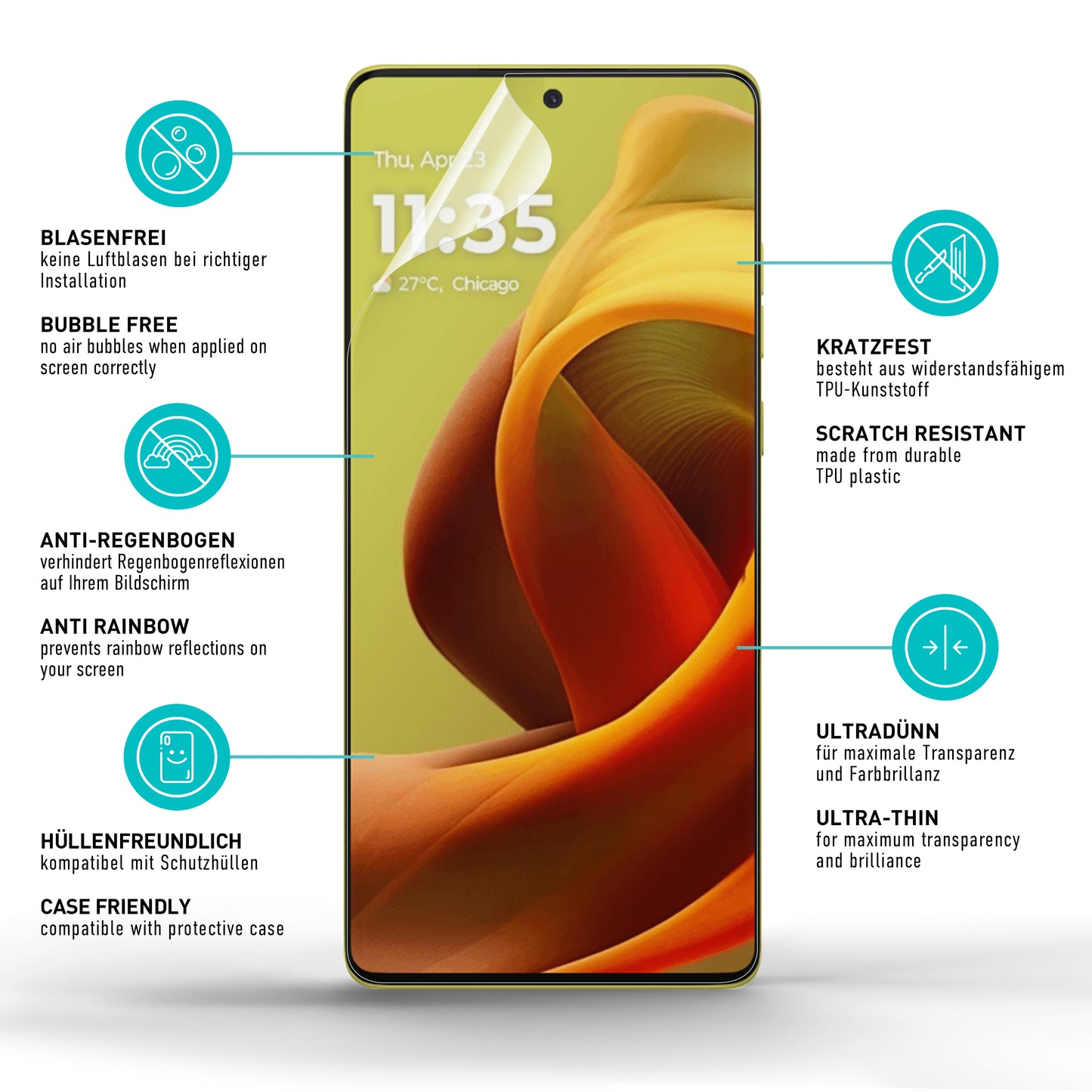smartect TPU Schutzfolie Klar für Motorola Moto G85 5G, 2 x Front