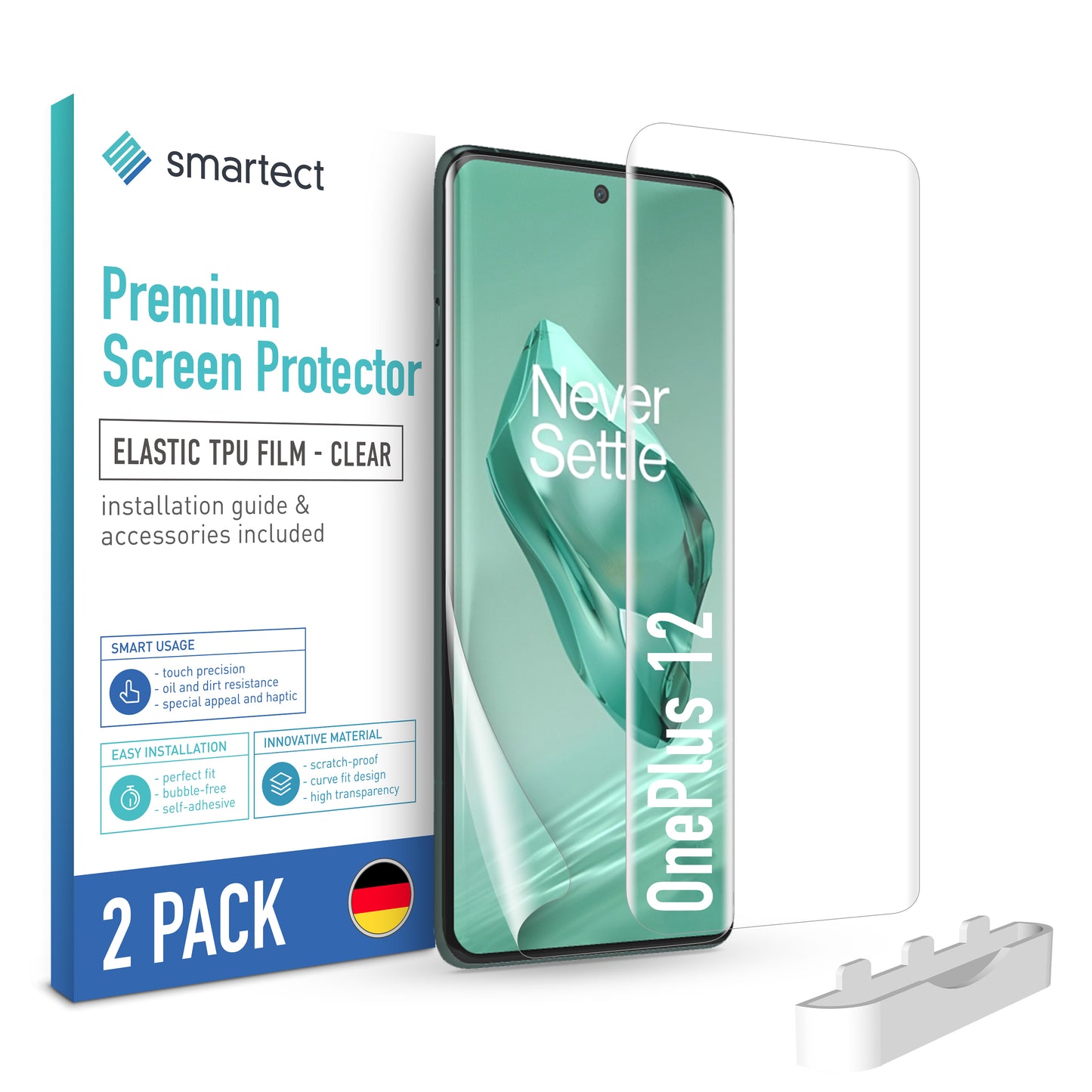 smartect TPU Screen Protector Clear for OnePlus 12, 2 x Front