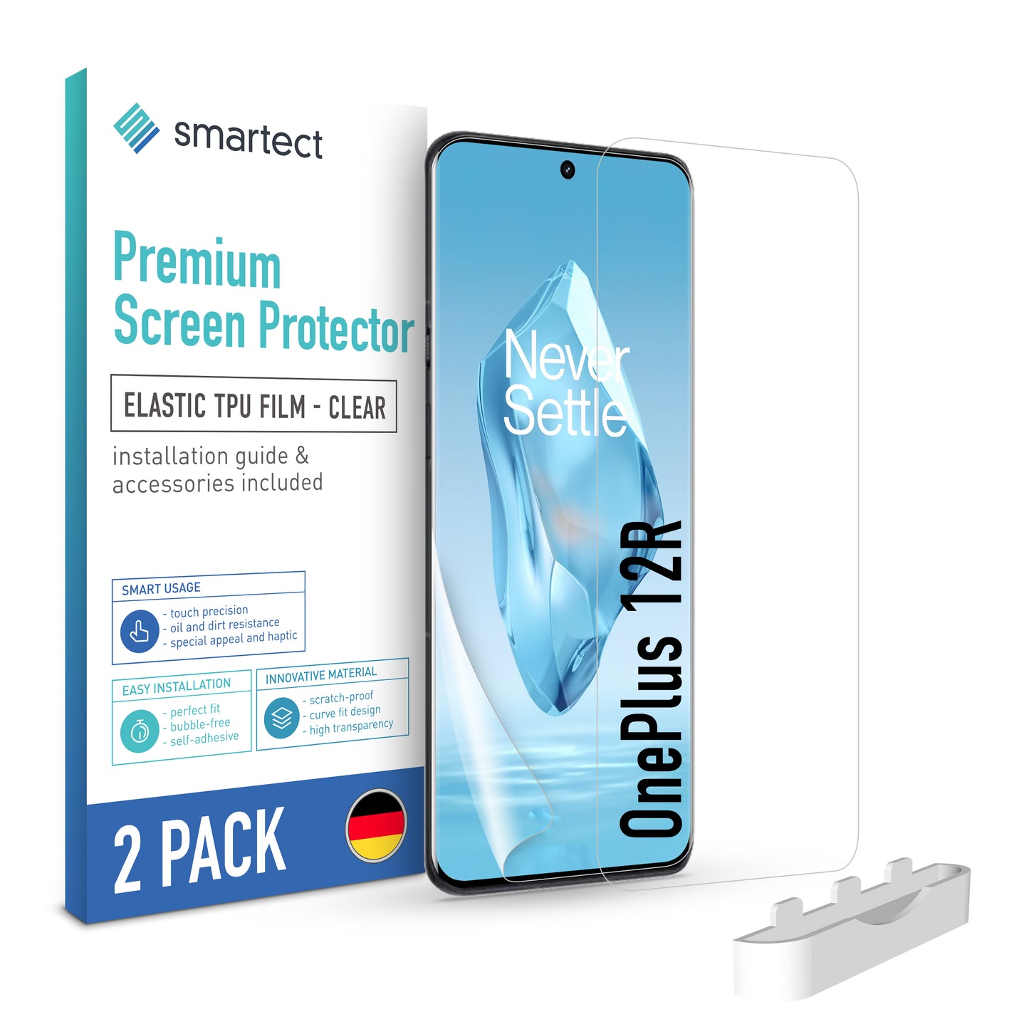 smartect TPU Schutzfolie Klar für OnePlus 12R, 2 x Front