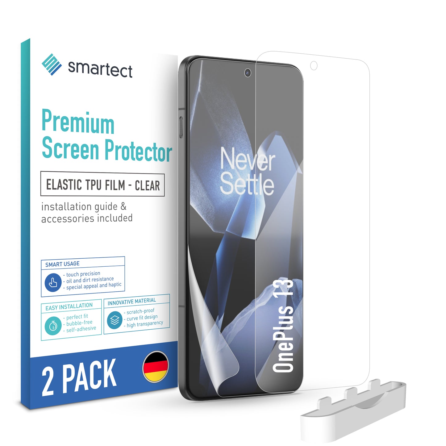 smartect TPU Schutzfolie Klar für OnePlus 13, 2 x Front