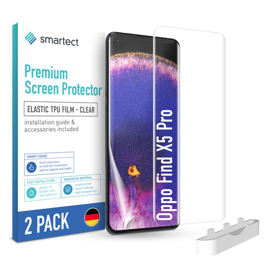 smartect TPU Screen Protector Clear for Oppo Find X5 Pro, 2 x Front