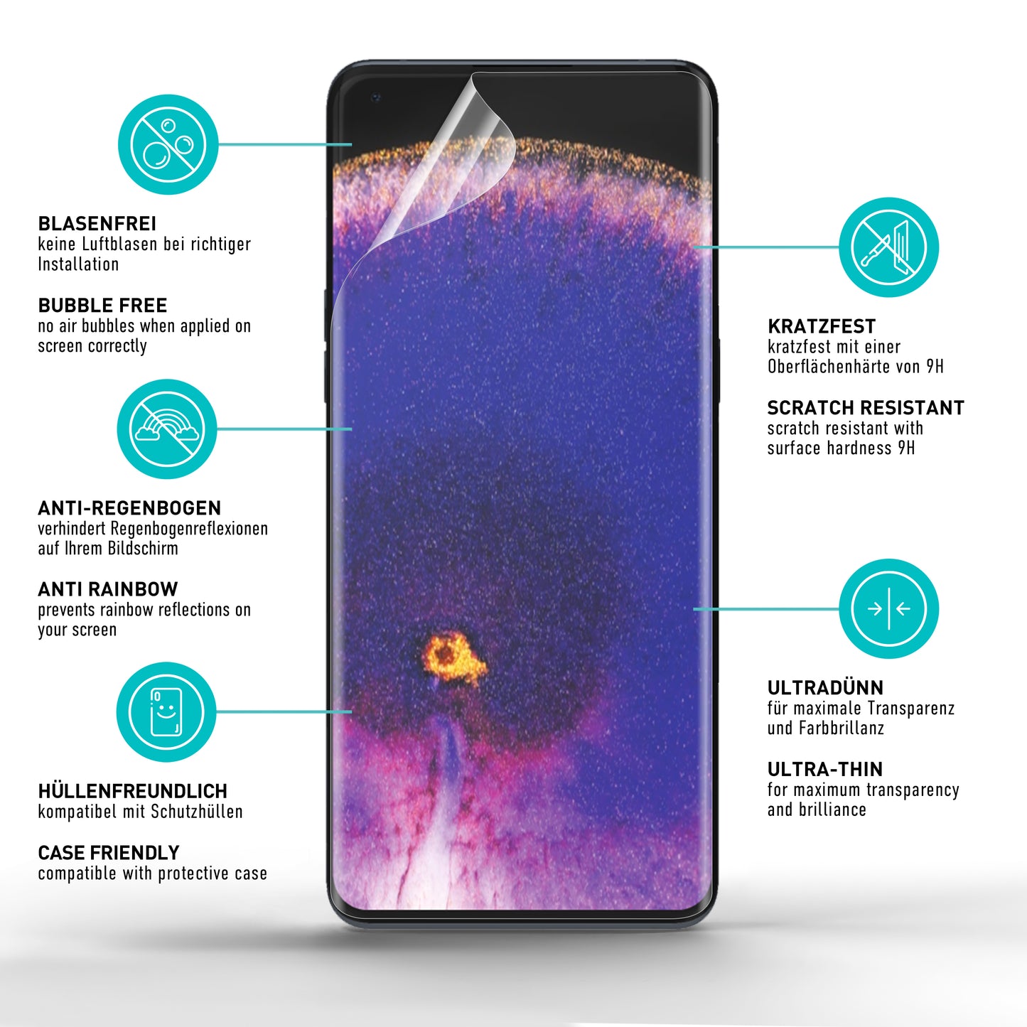 smartect TPU Screen Protector Clear for Oppo Find X5 Pro, 2 x Front