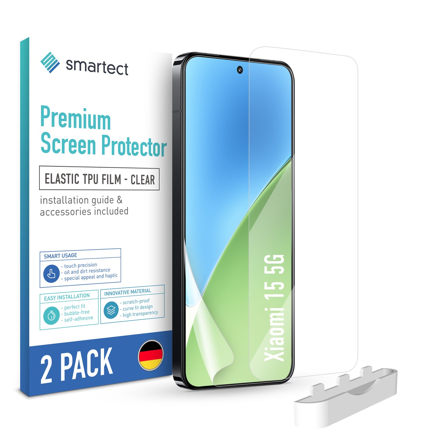 smartect TPU Schutzfolie Klar für Xiaomi 15 5G, 2 x Front