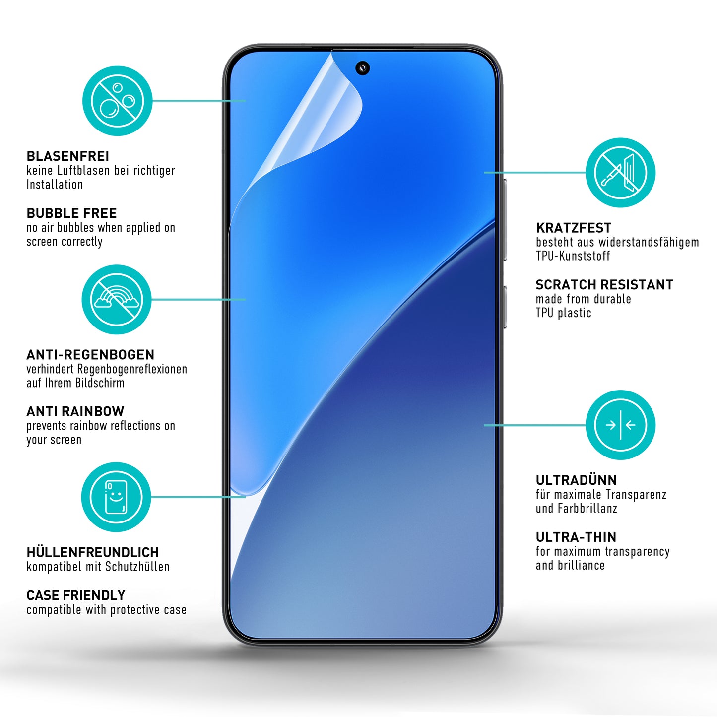 smartect TPU Schutzfolie Klar für Xiaomi 15 Pro 5G, 2 x Front