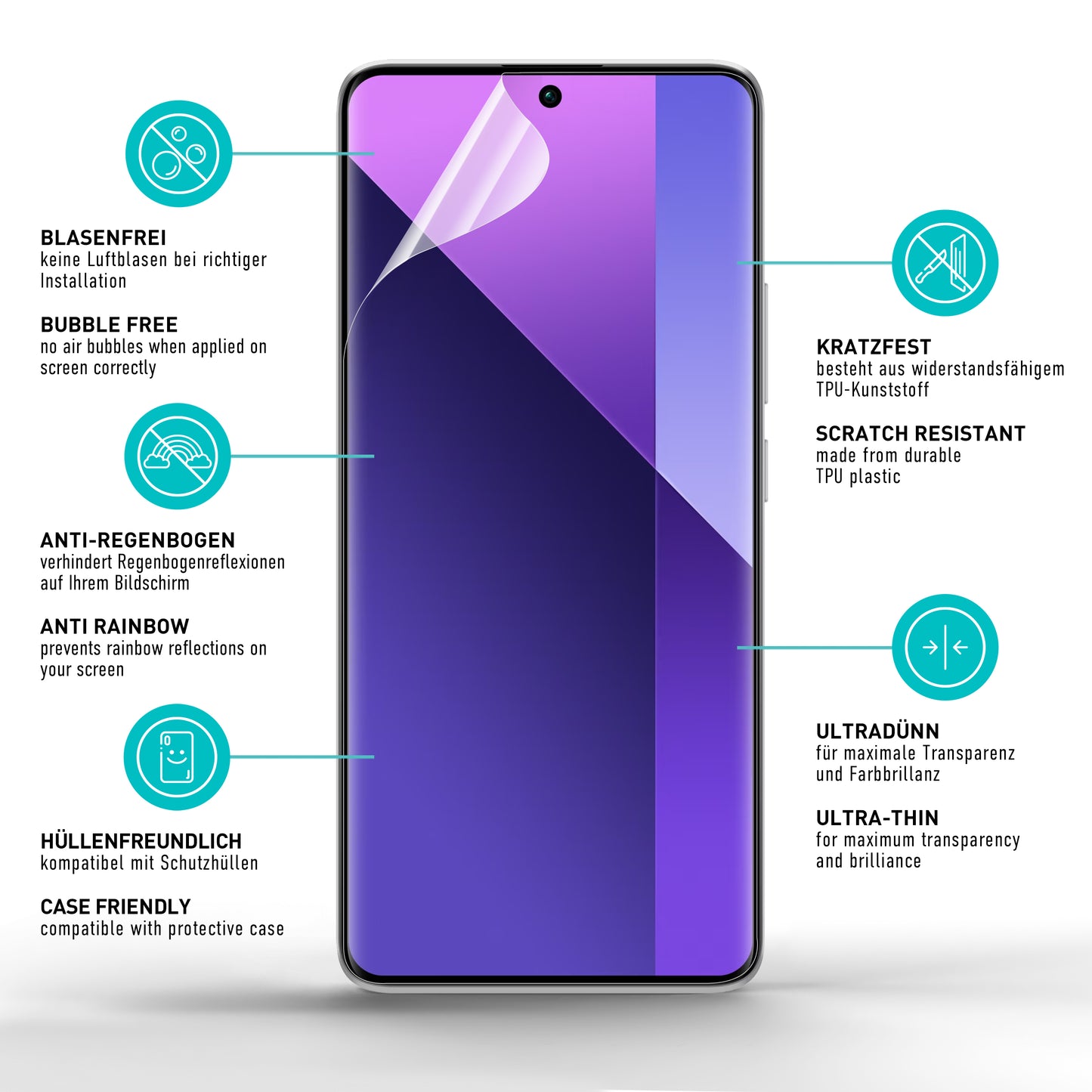 smartect TPU Schutzfolie Klar für Xiaomi Redmi Note 13 Pro+ 5G, 2 x Front