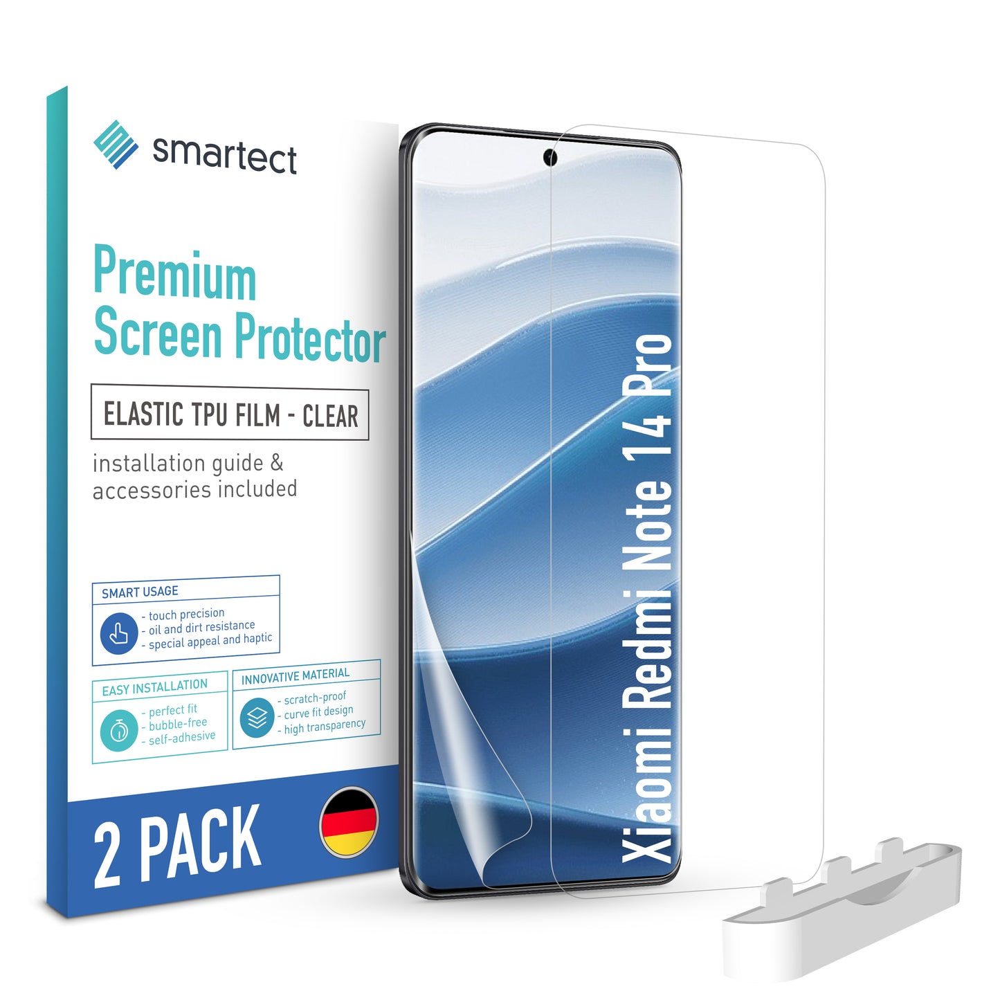 smartect TPU Screen Protector Clear for Xiaomi Redmi Note 14 Pro, 2 x Front