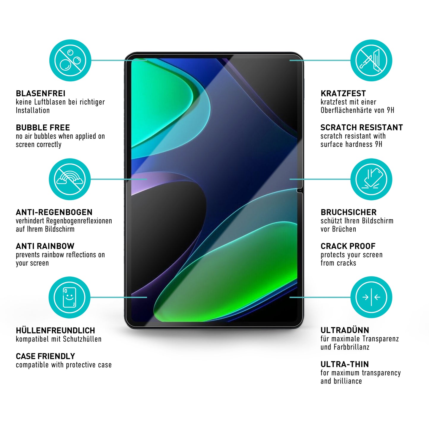smartect Schutzglas Klar für Xiaomi Pad 6 / Pad 6 Pro (Model 2023) 11.0", 2 Stück