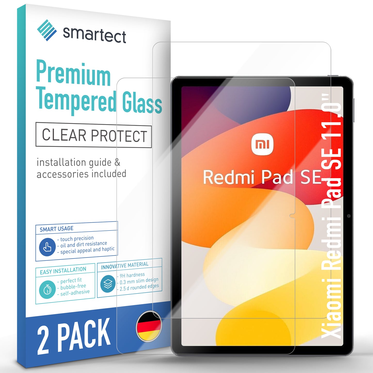 smartect Schutzglas Klar für Xiaomi Redmi Pad SE 11", 2 Stück