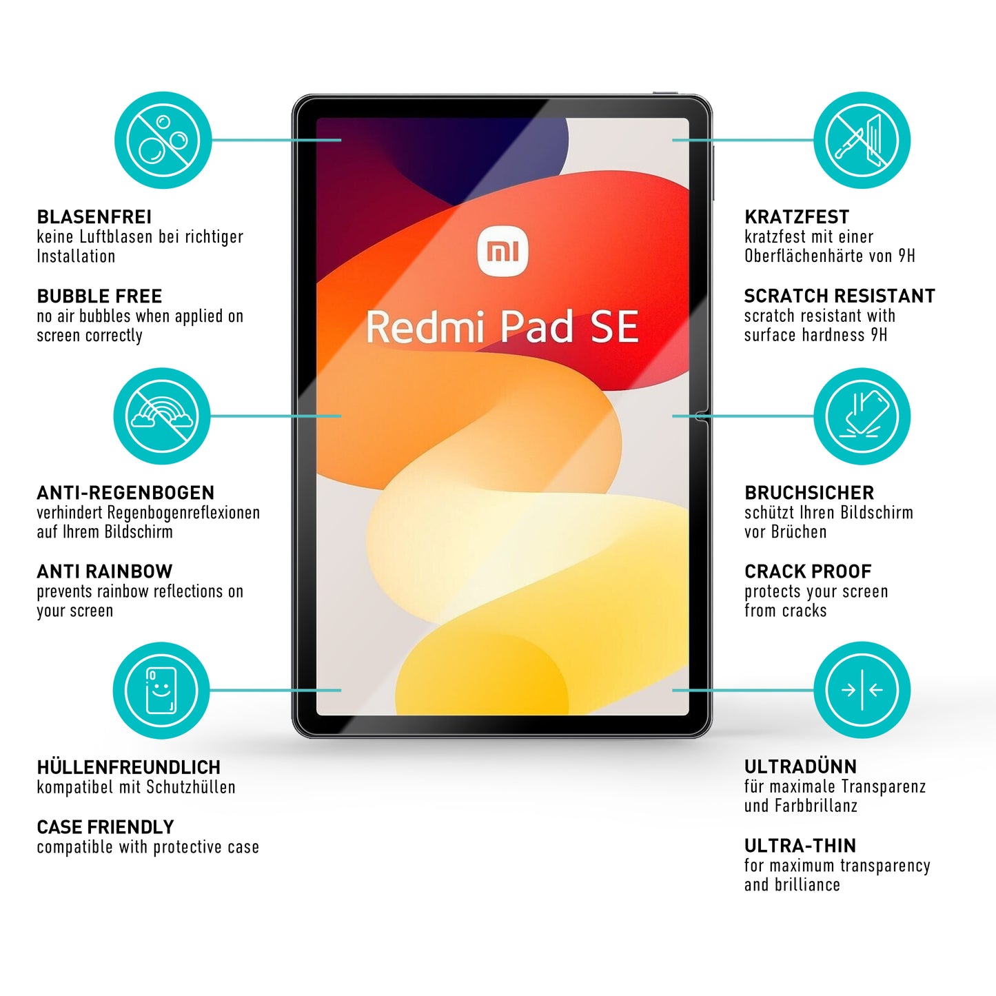 smartect Schutzglas Klar für Xiaomi Redmi Pad SE 11", 2 Stück