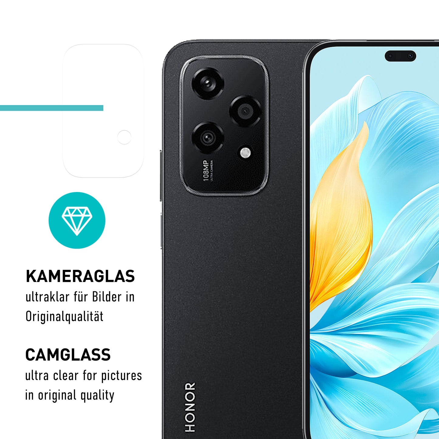 smartect Schutzglas Klar für Honor 200 Lite 5G, 3 x Front + 3 x Cam