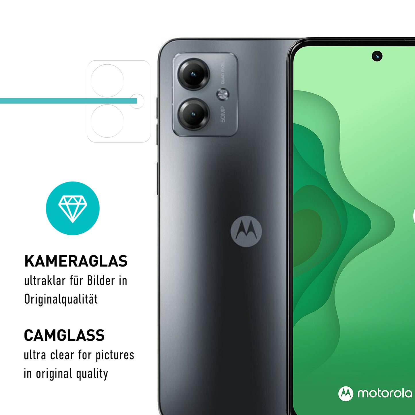 smartect Protective Glass Clear for Motorola Moto G14, 3 x Front + 3 x Cam