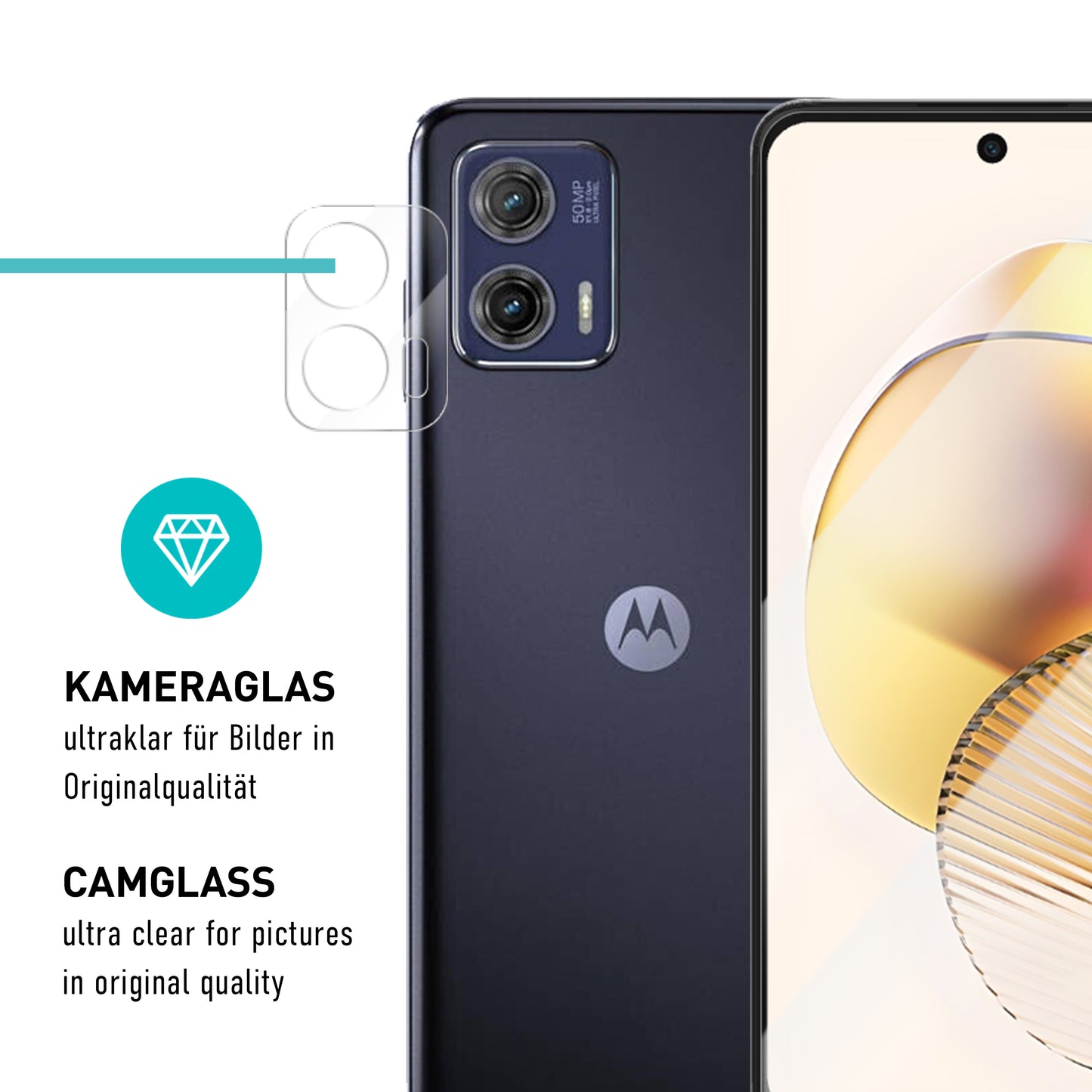 smartect Protective Glass Clear for Motorola Moto G73 5G, 3 x Front + 3 x Cam