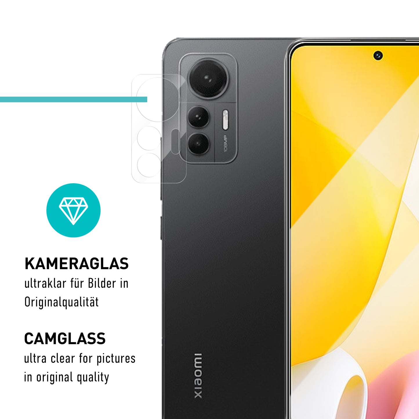 smartect Schutzglas Klar für Xiaomi 12 Lite, 3 x Front + 3 x Cam