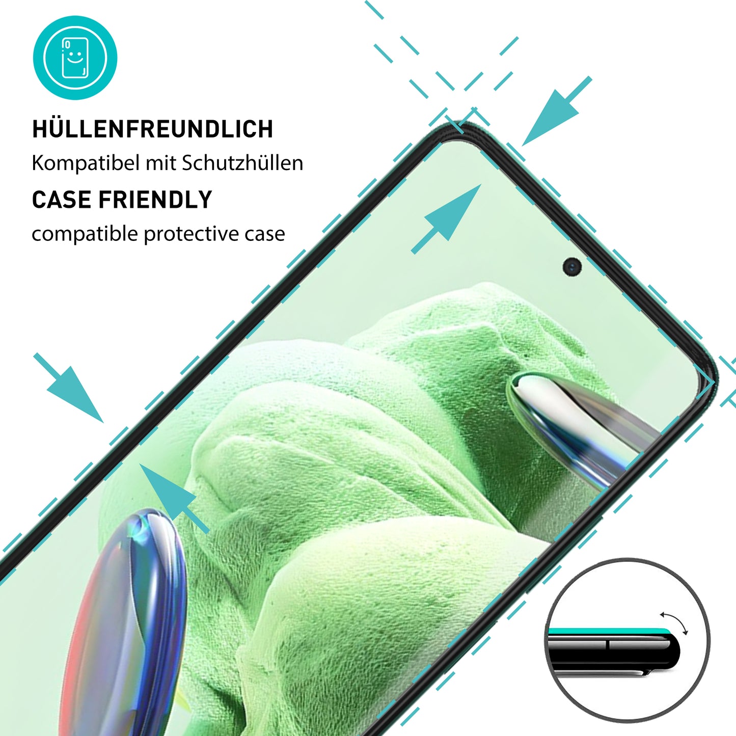 smartect Protective Glass Clear for Xiaomi Redmi Note 12 5G, 3 x Front + 3 x Cam