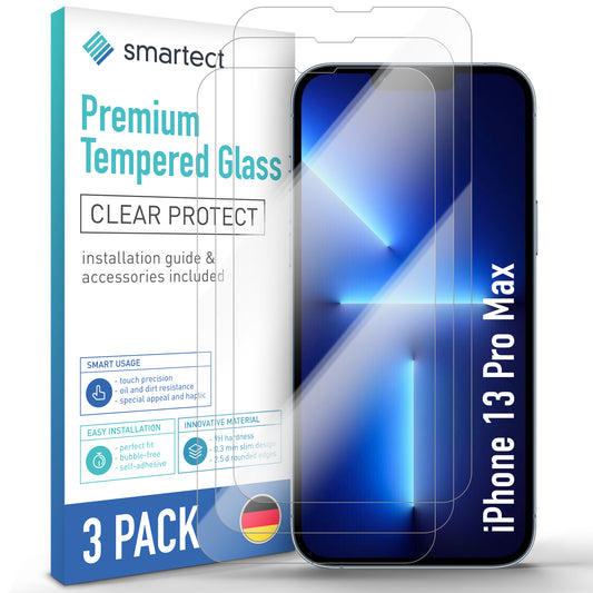smartect Schutzglas Klar für iPhone 13 Pro Max / iPhone 14 Plus, 3 Stück
