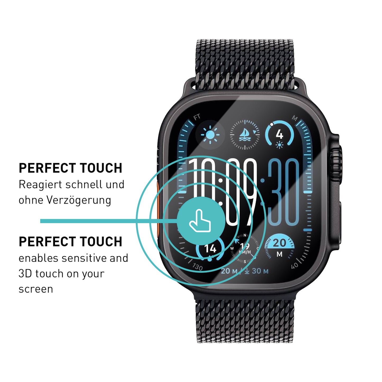 smartect Schutzglas Klar für Apple Watch Ultra 3 / 2 / 1, 3 Stück