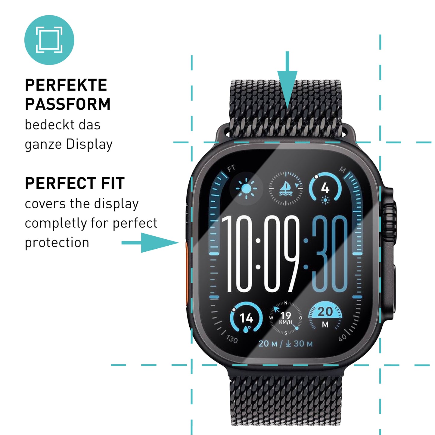 smartect Schutzglas Klar für Apple Watch Ultra 3 / 2 / 1, 3 Stück