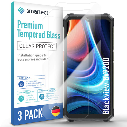 smartect protective glass clear for Blackview BV9200 / BV6200 / BV 6200 Pro, 3 pieces