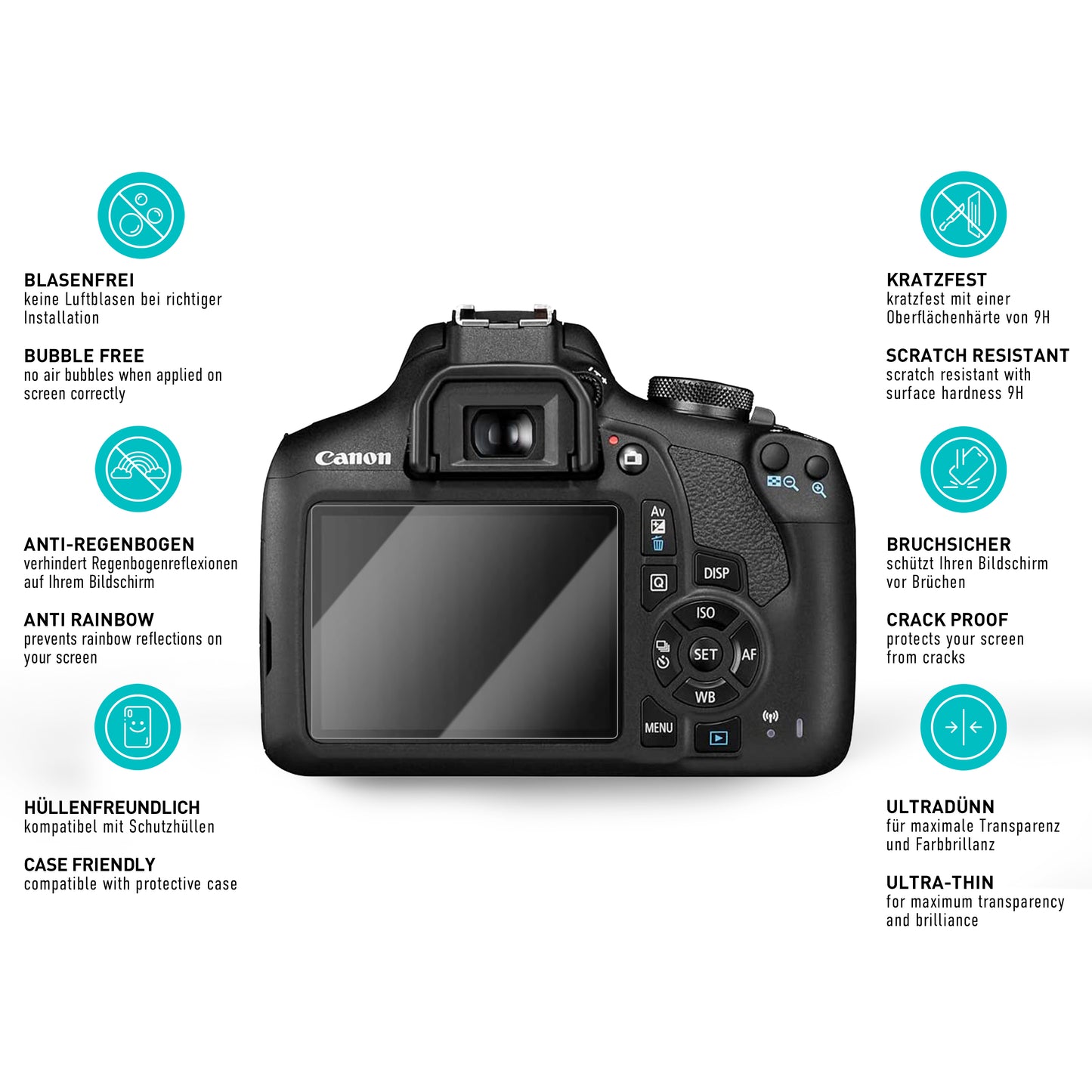 smartect protective glass clear for Canon EOS 2000D, 3 pieces